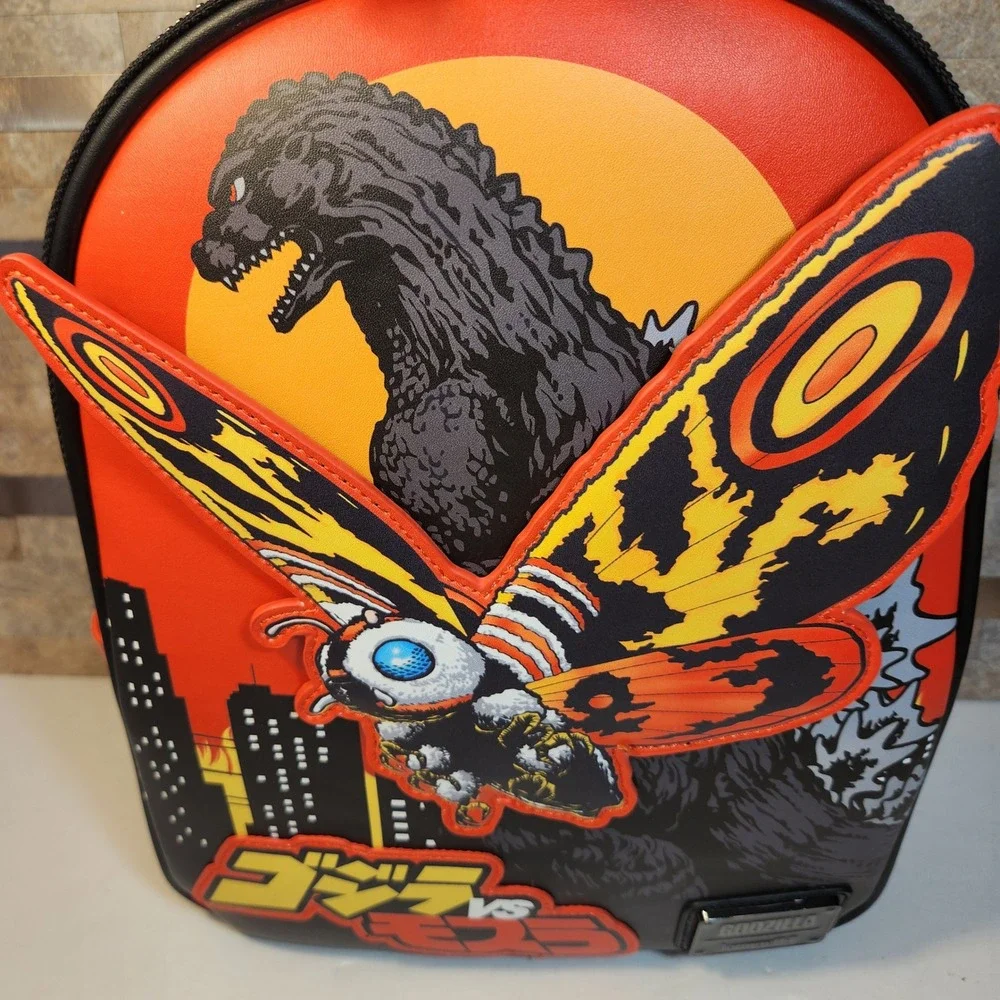 Loungefly Godzilla vs Mothra Mini Backpack Orange Black EE Exclusive GDZBK0009
